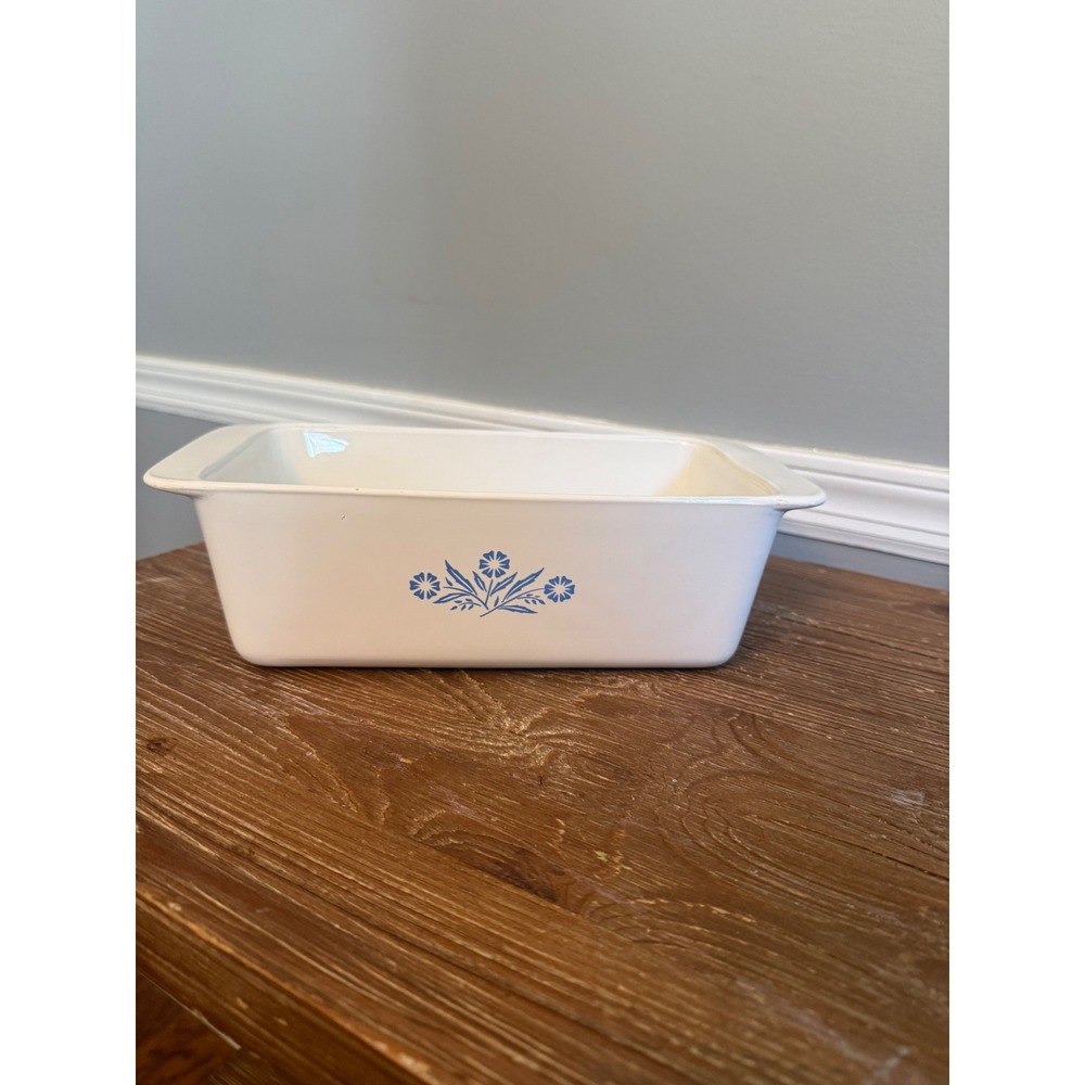 Vintage Corning Ware Blue Cornflower Loaf Pan P-315-B White 9x5x3 Bakeware USA